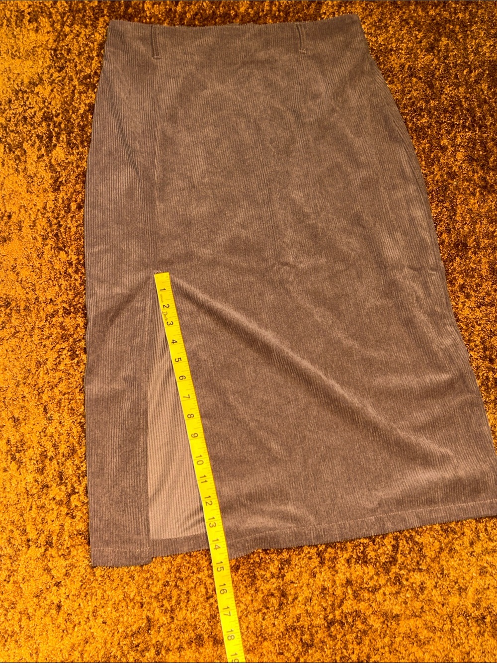 HALARA Chocolate Brown Corduroy Pencil Skirt with Front Slit - Picture 4 of 6